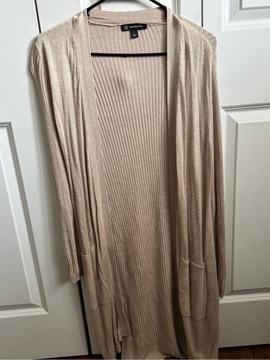 INC International Concepts Sweaters - INC International Concepts Beige Ribbed Open-Front Cardigan
